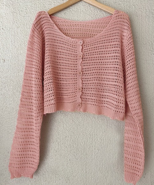 MILAE(ミレ)の「透かし編みサマーニットカーディガン(カーディガン/ボレロ・レディース・マスタード/ホワイト/ピンク/キャメル/ブラック/ライトベージュ/ブルー・FREE)」の7枚目の写真