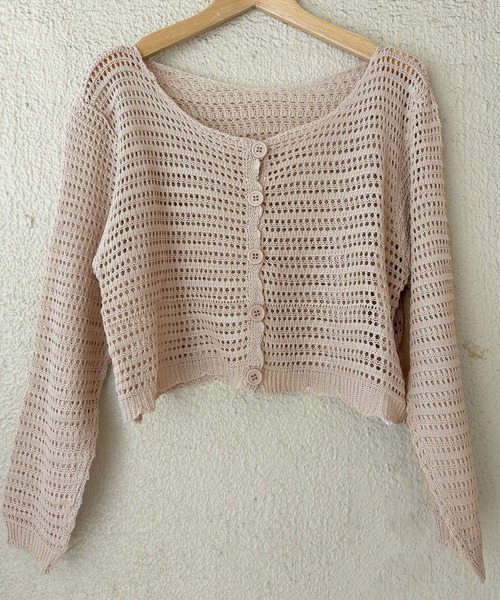 MILAE(ミレ)の「透かし編みサマーニットカーディガン(カーディガン/ボレロ・レディース・マスタード/ホワイト/ピンク/キャメル/ブラック/ライトベージュ/ブルー・FREE)」の4枚目の写真