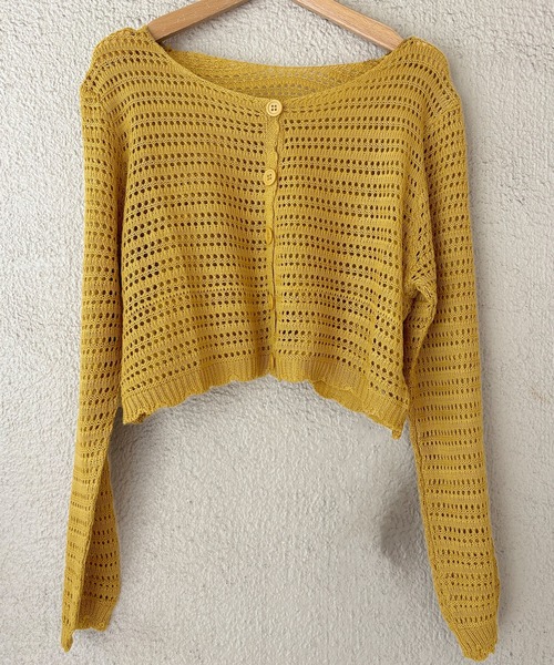 MILAE(ミレ)の「透かし編みサマーニットカーディガン(カーディガン/ボレロ・レディース・マスタード/ホワイト/ピンク/キャメル/ブラック/ライトベージュ/ブルー・FREE)」の6枚目の写真