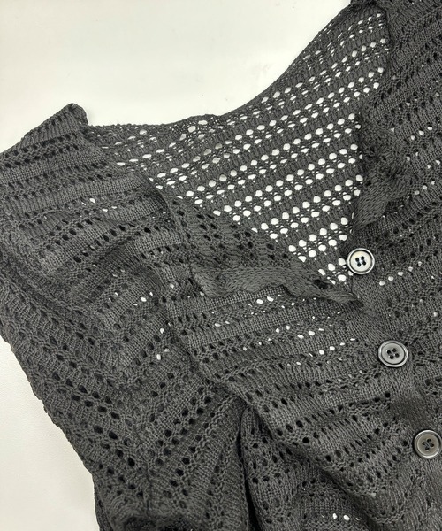 MILAE(ミレ)の「透かし編みサマーニットカーディガン(カーディガン/ボレロ・レディース・マスタード/ホワイト/ピンク/キャメル/ブラック/ライトベージュ/ブルー・FREE)」の11枚目の写真