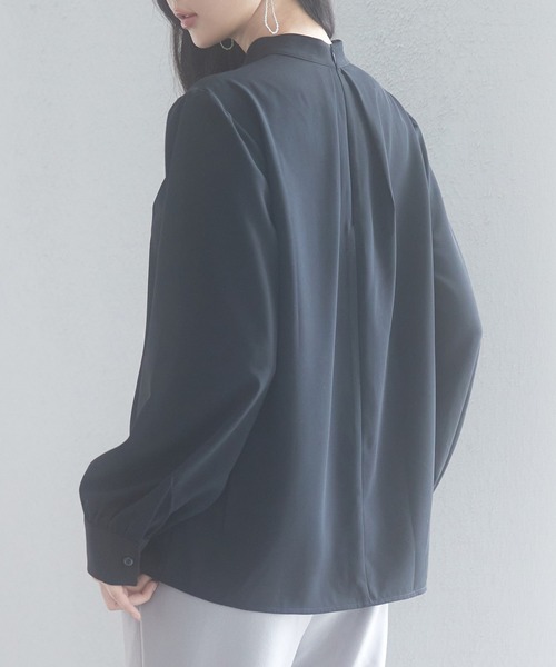 SAISON DE PAPILLON(セゾンドパピヨン)の「【お気に入り1.9万突破!】レディース スタンドカラー長袖ブラウス オフィスきれいめ エレガント 高見え入学式卒業式(シャツ/ブラウス・レディース・アイボリー/ブラック/ベージュ・S/M/L)」の11枚目の写真