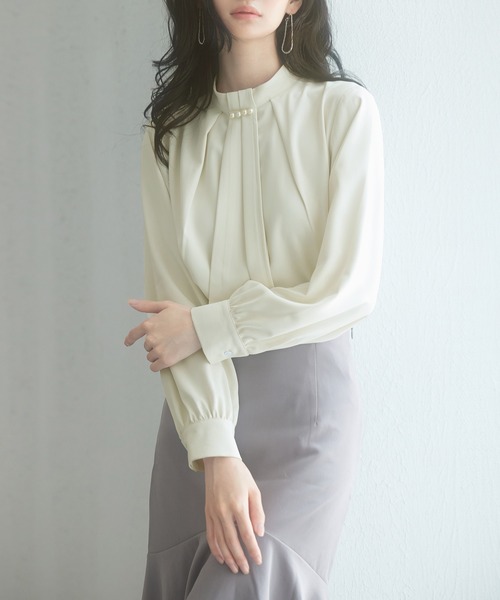 SAISON DE PAPILLON(セゾンドパピヨン)の「【お気に入り1.9万突破!】レディース スタンドカラー長袖ブラウス オフィスきれいめ エレガント 高見え入学式卒業式(シャツ/ブラウス・レディース・アイボリー/ブラック/ベージュ・S/M/L)」の17枚目の写真