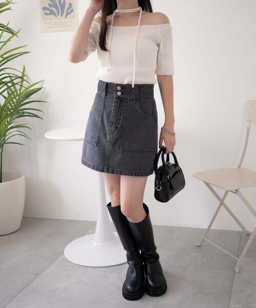 WEGO（ウィゴー）の「○WEGO/ハートペイントデニムミニスカート