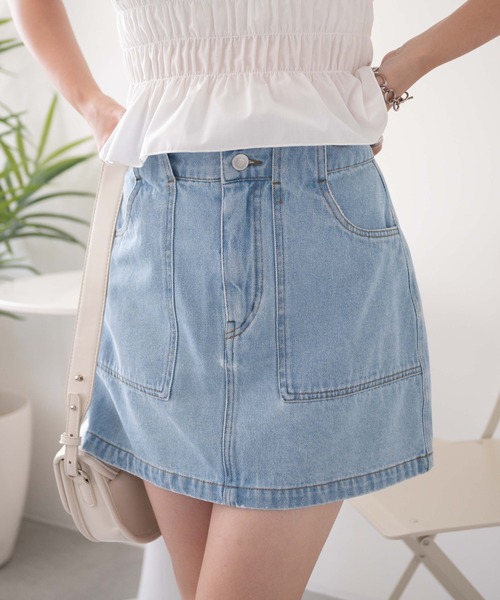 WEGO（ウィゴー）の「○WEGO/ハートペイントデニムミニスカート