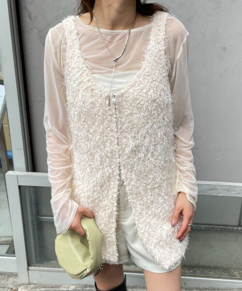 mline（エムライン）の「[mline]フェザーWZIPベスト（ベスト・レディース・アイボリー/ブラック/カーキ・FREE）」の8枚目の写真