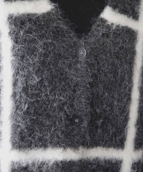 hellam（へラム）の「シャギーニットチェックカーディガン（カーディガン/ボレロ・レディース・アイボリー/杢グレー/チャコール・FREE）」の9枚目の写真