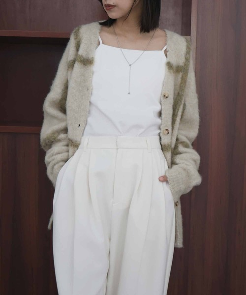 hellam（へラム）の「シャギーニットチェックカーディガン（カーディガン/ボレロ・レディース・アイボリー/杢グレー/チャコール・FREE）」の13枚目の写真