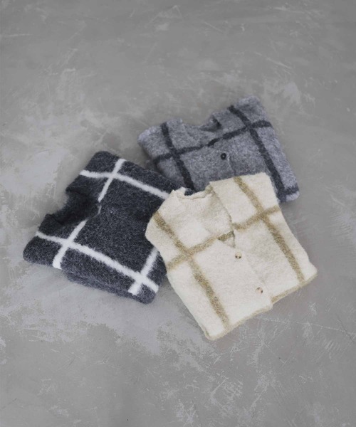 hellam（へラム）の「シャギーニットチェックカーディガン（カーディガン/ボレロ・レディース・アイボリー/杢グレー/チャコール・FREE）」の21枚目の写真