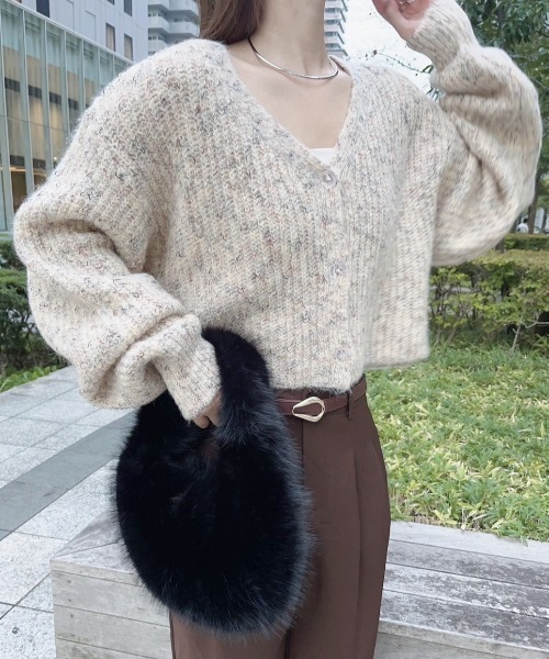 paravion（パラビオン）の「MIX糸ニットカーディガン（カーディガン/ボレロ・レディース・ブラウン/アイボリー/グレー・FREE）」の2枚目の写真