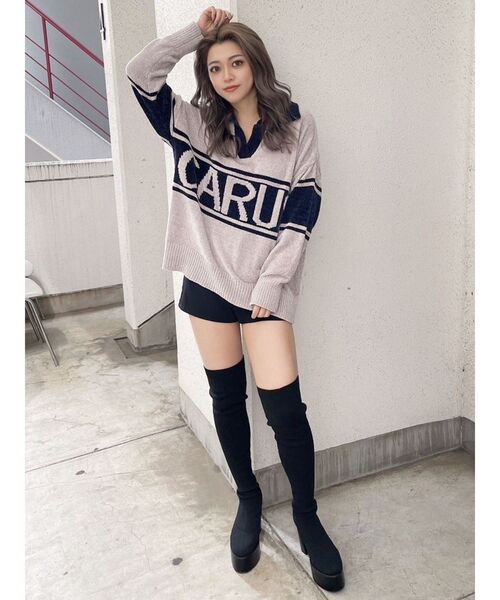 GYDA(ジェイダ)の「ポロベロアモールニットトップス(ニット/セーター・レディース・ピンク/オフホワイト/ブラック/ベージュ・FREE)」の19枚目の写真