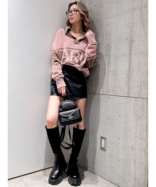 GYDA ポロベロアモールニットトップス GYDA ニット セーター ポロベロアモールニットトップス