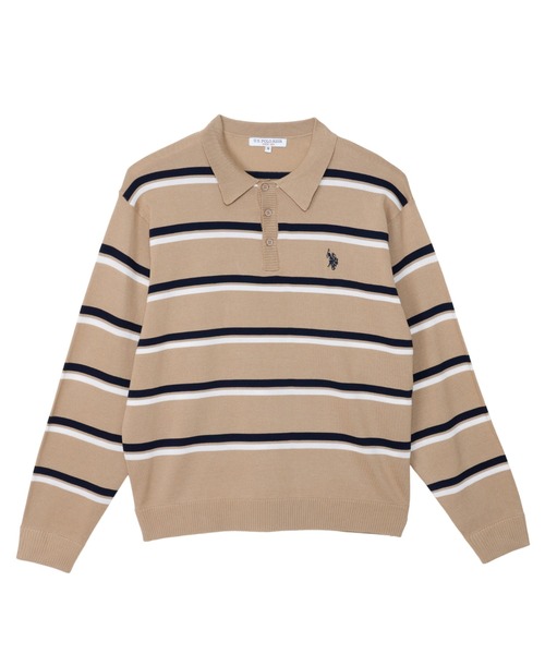 ボーダー ニット カジュアル ポロシャツ 長袖 全3色 韓国 m6562 セール】U.S. POLO ASSN. Ada.別注 長袖 ボーダー ニット