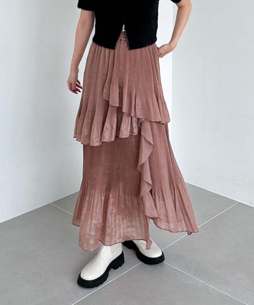 【セール】プリーツラッフルティアードスカート（スカート）｜archives（アルシーヴ） 5,544円