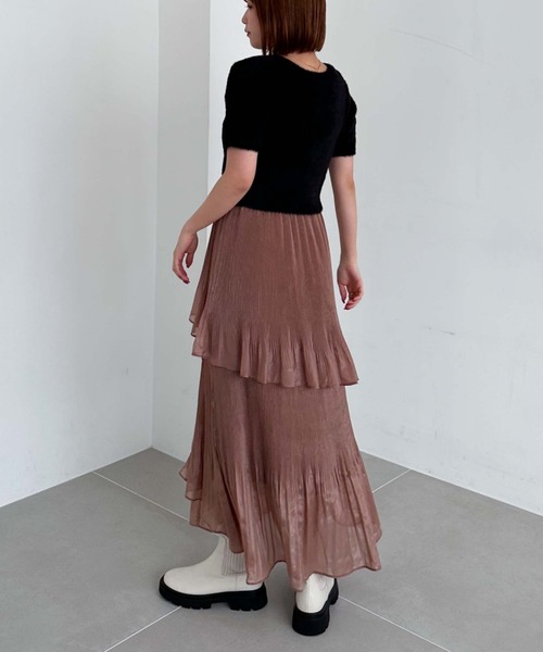 archives（アルシーヴ）の「プリーツラッフルティアードスカート（スカート・レディース・ブラック/アイボリー/モカ・MEDIUM）」の15枚目の写真