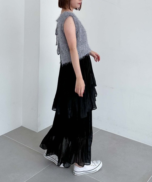 archives（アルシーヴ）の「プリーツラッフルティアードスカート（スカート・レディース・ブラック/アイボリー/モカ・MEDIUM）」の21枚目の写真