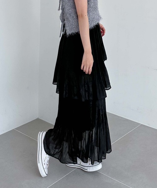 archives（アルシーヴ）の「プリーツラッフルティアードスカート（スカート・レディース・ブラック/アイボリー/モカ・MEDIUM）」の18枚目の写真