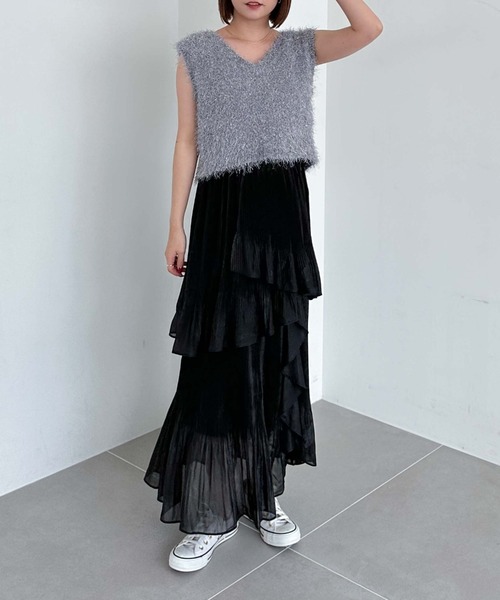 archives（アルシーヴ）の「プリーツラッフルティアードスカート（スカート・レディース・ブラック/アイボリー/モカ・MEDIUM）」の20枚目の写真