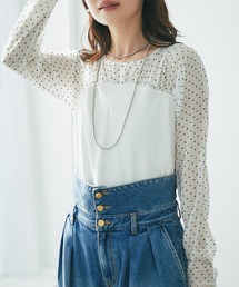 【ヘビロテアイテム】ビスチェ風シフォンドットカットソー
