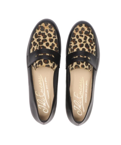 JOLI ENCORE(FR) ジョリー・アンコール COIN LOAFERS コインローファー JE-2125 BLACK/LEO（パンプス）｜ABC-MART（エービーシーマート）