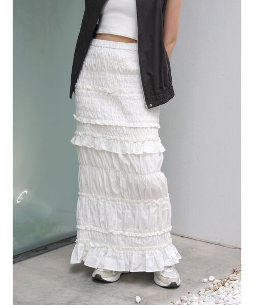 Ungrid（アングリッド）の「アイラインシャーリングスカート（スカート・レディース・オフホワイト/ブラック・FREE）」の17枚目の写真