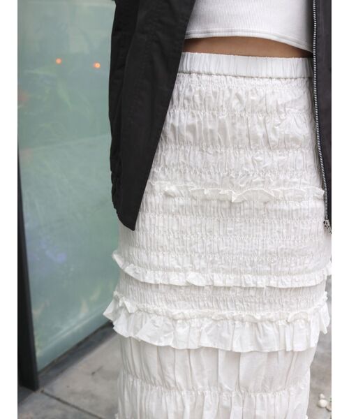 Ungrid（アングリッド）の「アイラインシャーリングスカート（スカート・レディース・オフホワイト/ブラック・FREE）」の15枚目の写真