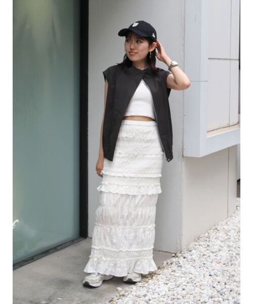 Ungrid（アングリッド）の「アイラインシャーリングスカート（スカート・レディース・オフホワイト/ブラック・FREE）」の14枚目の写真