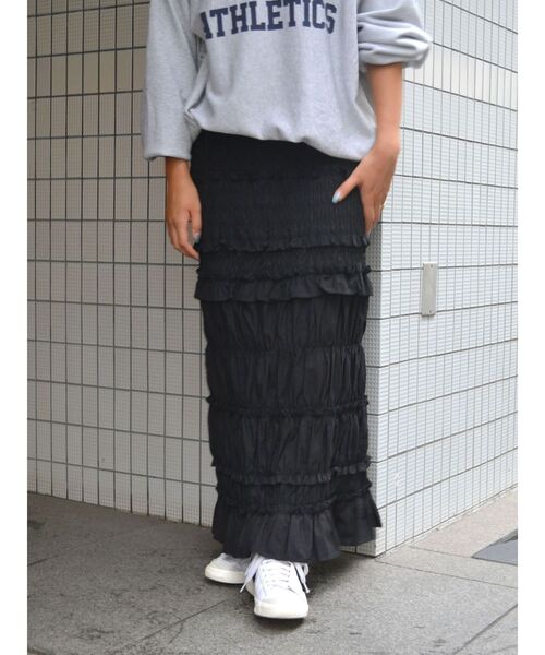 Ungrid（アングリッド）の「アイラインシャーリングスカート（スカート・レディース・オフホワイト/ブラック・FREE）」の12枚目の写真