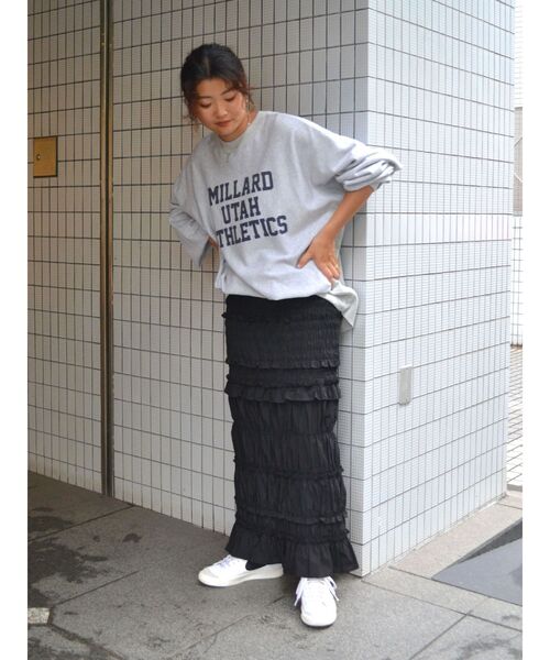 Ungrid（アングリッド）の「アイラインシャーリングスカート（スカート・レディース・オフホワイト/ブラック・FREE）」の9枚目の写真