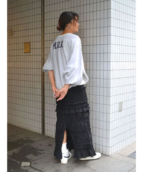 Ungrid（アングリッド）の「アイラインシャーリングスカート（スカート・レディース・オフホワイト/ブラック・FREE）」の8枚目の写真