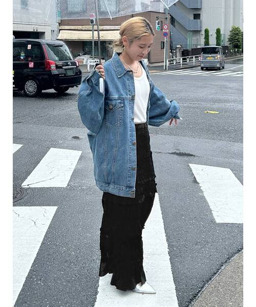 Ungrid（アングリッド）の「アイラインシャーリングスカート（スカート・レディース・オフホワイト/ブラック・FREE）」の4枚目の写真