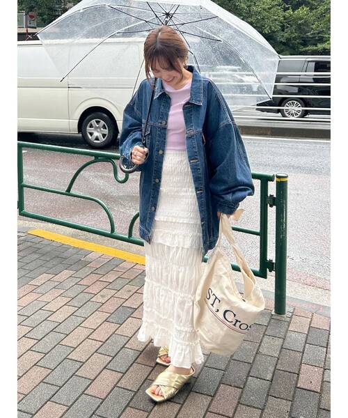 Ungrid（アングリッド）の「アイラインシャーリングスカート（スカート・レディース・オフホワイト/ブラック・FREE）」の3枚目の写真