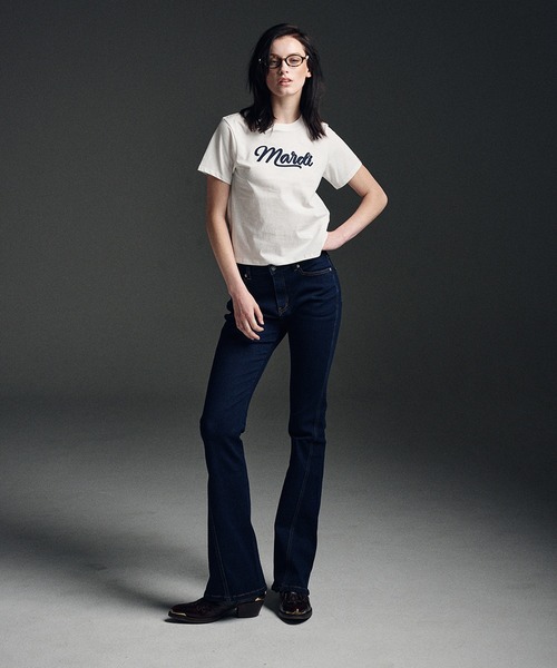 Mardi Mercredi(マルディメクルディ)の「SLIM TSHIRT MARDI VINTAGE LOGO / スリム Tシャツ マルディ ビンテージ ロゴ(Tシャツ/カットソー・レディース・ホワイト×ネイビー/ブラック系その他/レッド/ネイビー・FREE)」の10枚目の写真