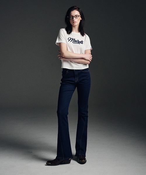 Mardi Mercredi(マルディメクルディ)の「SLIM TSHIRT MARDI VINTAGE LOGO / スリム Tシャツ マルディ ビンテージ ロゴ(Tシャツ/カットソー・レディース・ホワイト×ネイビー/ブラック系その他/レッド/ネイビー・FREE)」の9枚目の写真