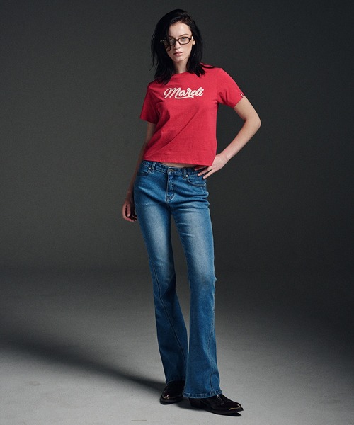 Mardi Mercredi(マルディメクルディ)の「SLIM TSHIRT MARDI VINTAGE LOGO / スリム Tシャツ マルディ ビンテージ ロゴ(Tシャツ/カットソー・レディース・ホワイト×ネイビー/ブラック系その他/レッド/ネイビー・FREE)」の17枚目の写真