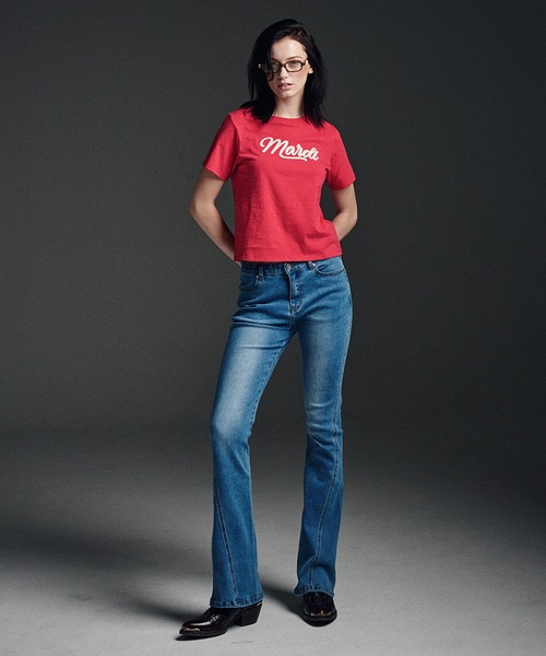 Mardi Mercredi(マルディメクルディ)の「SLIM TSHIRT MARDI VINTAGE LOGO / スリム Tシャツ マルディ ビンテージ ロゴ(Tシャツ/カットソー・レディース・ホワイト×ネイビー/ブラック系その他/レッド/ネイビー・FREE)」の14枚目の写真