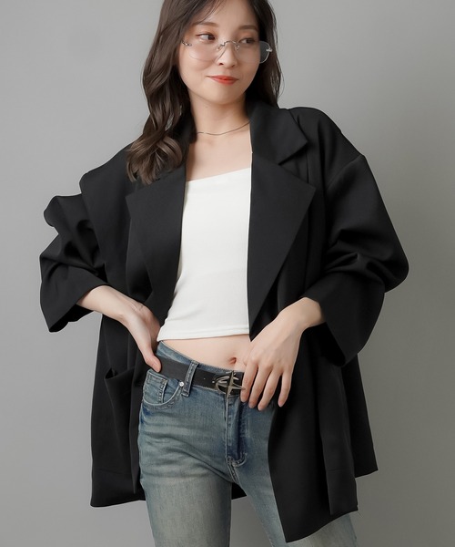 SPINNS（スピンズ）の「ダブルテーラードジャケット（テーラードジャケット・レディース・チャコール/ブラック/ネイビー・ONESIZE）」の5枚目の写真