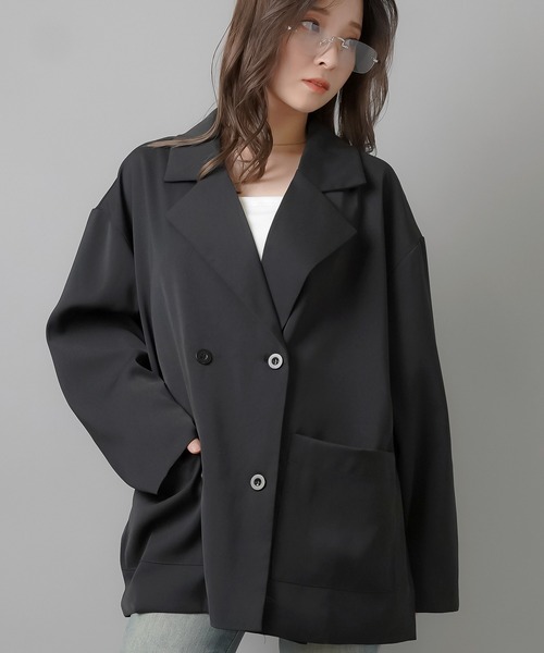 SPINNS（スピンズ）の「ダブルテーラードジャケット（テーラードジャケット・レディース・チャコール/ブラック/ネイビー・ONESIZE）」の19枚目の写真