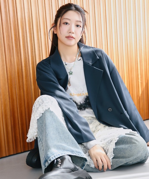 SPINNS（スピンズ）の「ダブルテーラードジャケット（テーラードジャケット・レディース・チャコール/ブラック/ネイビー・ONESIZE）」の16枚目の写真