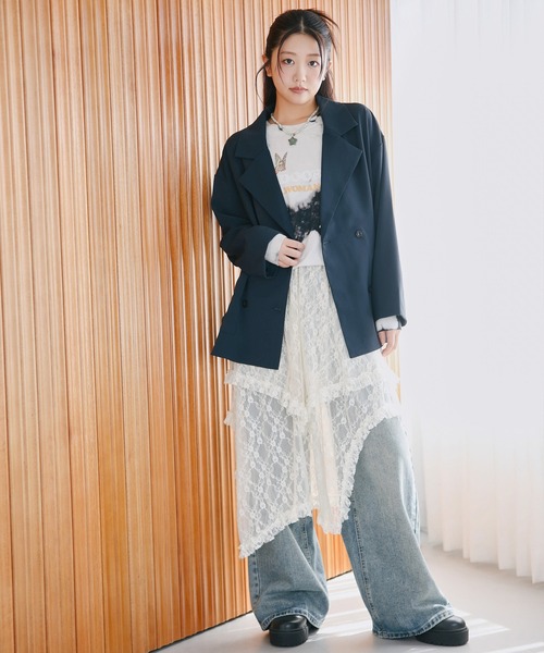 SPINNS（スピンズ）の「ダブルテーラードジャケット（テーラードジャケット・レディース・チャコール/ブラック/ネイビー・ONESIZE）」の18枚目の写真