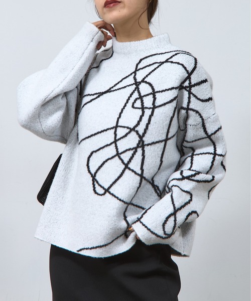 COLONY 2139（コロニートゥーワンスリーナイン）の「モチモチシャギーロープ柄ニット（ニット/セーター・レディース・オフホワイト/グレー/ブラック・FREE）」の2枚目の写真
