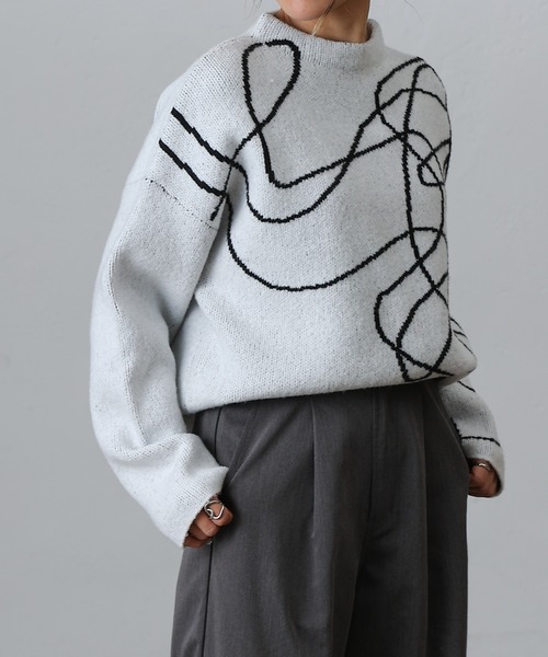 COLONY 2139（コロニートゥーワンスリーナイン）の「モチモチシャギーロープ柄ニット（ニット/セーター・レディース・オフホワイト/グレー/ブラック・FREE）」の20枚目の写真