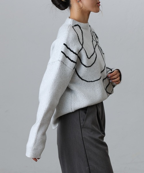 COLONY 2139（コロニートゥーワンスリーナイン）の「モチモチシャギーロープ柄ニット（ニット/セーター・レディース・オフホワイト/グレー/ブラック・FREE）」の21枚目の写真