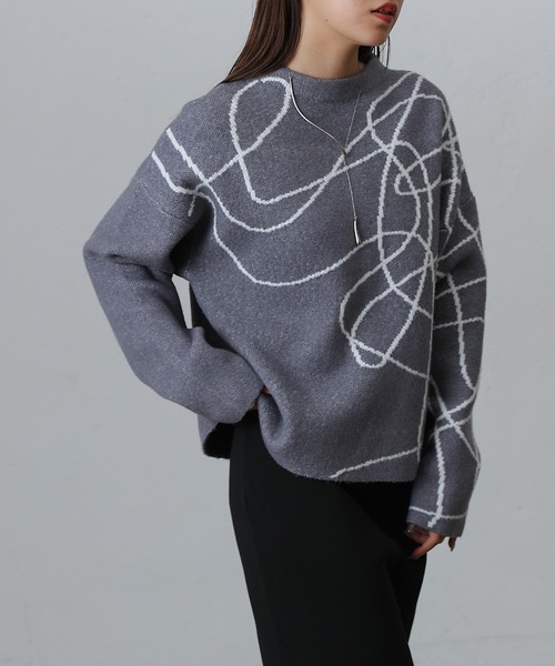 COLONY 2139（コロニートゥーワンスリーナイン）の「モチモチシャギーロープ柄ニット（ニット/セーター・レディース・オフホワイト/グレー/ブラック・FREE）」の8枚目の写真