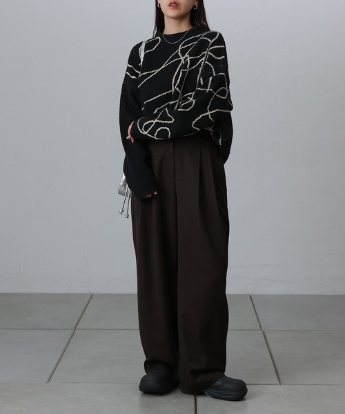 COLONY 2139（コロニートゥーワンスリーナイン）の「モチモチシャギーロープ柄ニット（ニット/セーター・レディース・オフホワイト/グレー/ブラック・FREE）」の4枚目の写真