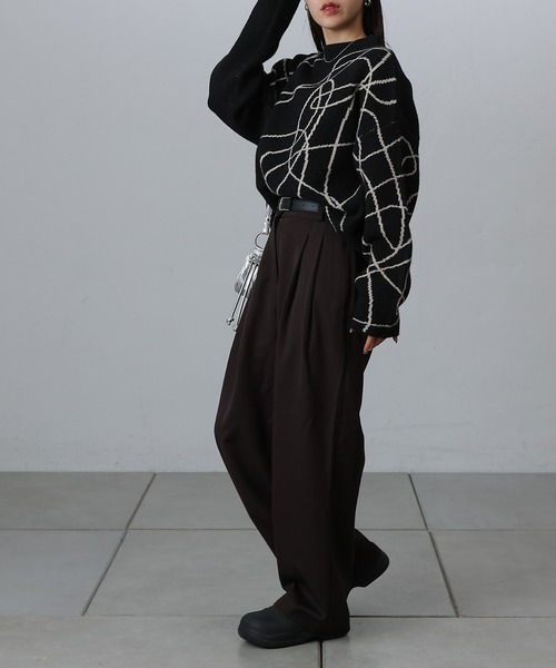 COLONY 2139（コロニートゥーワンスリーナイン）の「モチモチシャギーロープ柄ニット（ニット/セーター・レディース・オフホワイト/グレー/ブラック・FREE）」の6枚目の写真