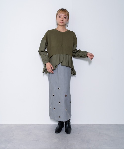 DOLLUPOOPS(ドールアップウップス)の「【ZOZO限定商品】ブラウスドッキングニットトップス(ニット/セーター・レディース・ブラック/カーキ/アイボリー・38)」の10枚目の写真