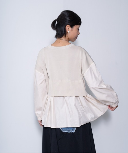 DOLLUPOOPS(ドールアップウップス)の「【ZOZO限定商品】ブラウスドッキングニットトップス(ニット/セーター・レディース・ブラック/カーキ/アイボリー・38)」の15枚目の写真