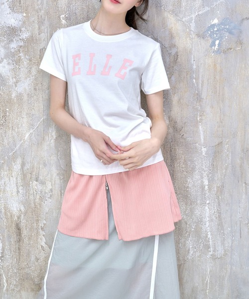Nora Lily elle(ノラリリーエル)の「【Nora Lily】「elle」NL elle College Logo T-Shirt(Tシャツ/カットソー・レディース・ホワイト/ベージュ/ダークグレー・FREE)」の14枚目の写真