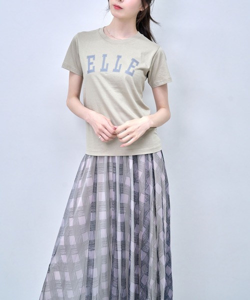 Nora Lily elle(ノラリリーエル)の「【Nora Lily】「elle」NL elle College Logo T-Shirt(Tシャツ/カットソー・レディース・ホワイト/ベージュ/ダークグレー・FREE)」の6枚目の写真