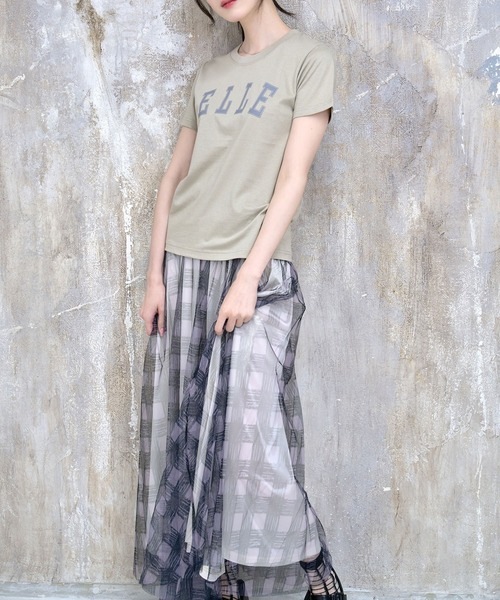 Nora Lily elle(ノラリリーエル)の「【Nora Lily】「elle」NL elle College Logo T-Shirt(Tシャツ/カットソー・レディース・ホワイト/ベージュ/ダークグレー・FREE)」の4枚目の写真